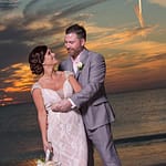 wedding couple at night by the beach