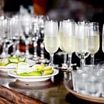 champagne glasses at reception bar