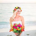 blonde bride with flowers