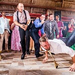 wedding party men dancing