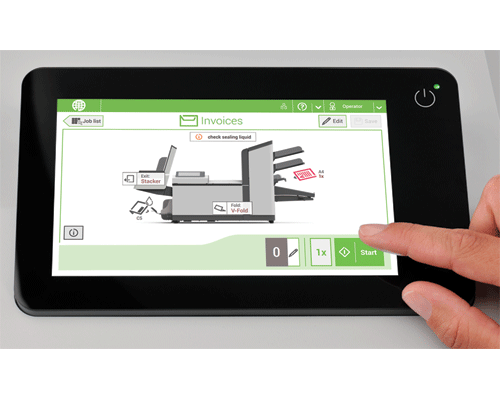 Intuitive 7" touchscreen conrol panel, with paper and envelope presence sensors