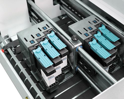 2 independent print heads, 6 inkjet cartridges