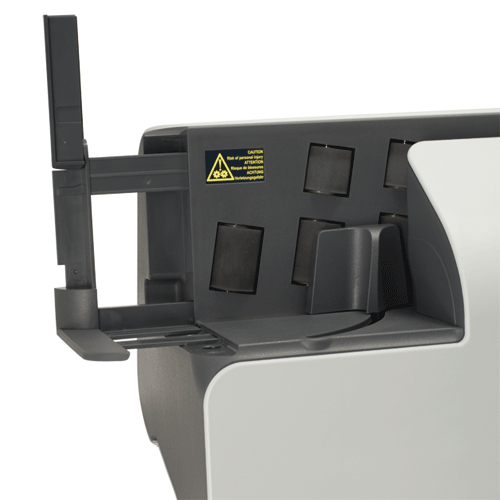 Easy-to-use support arm extends to hold large envelopes
