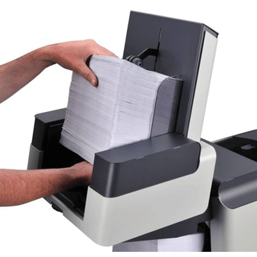 High-capacity Vertical Stacker holds up to 500 filled envelopes
